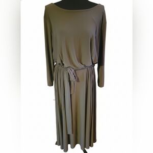 Nina Leonard Long Sleeve Dress in Olive